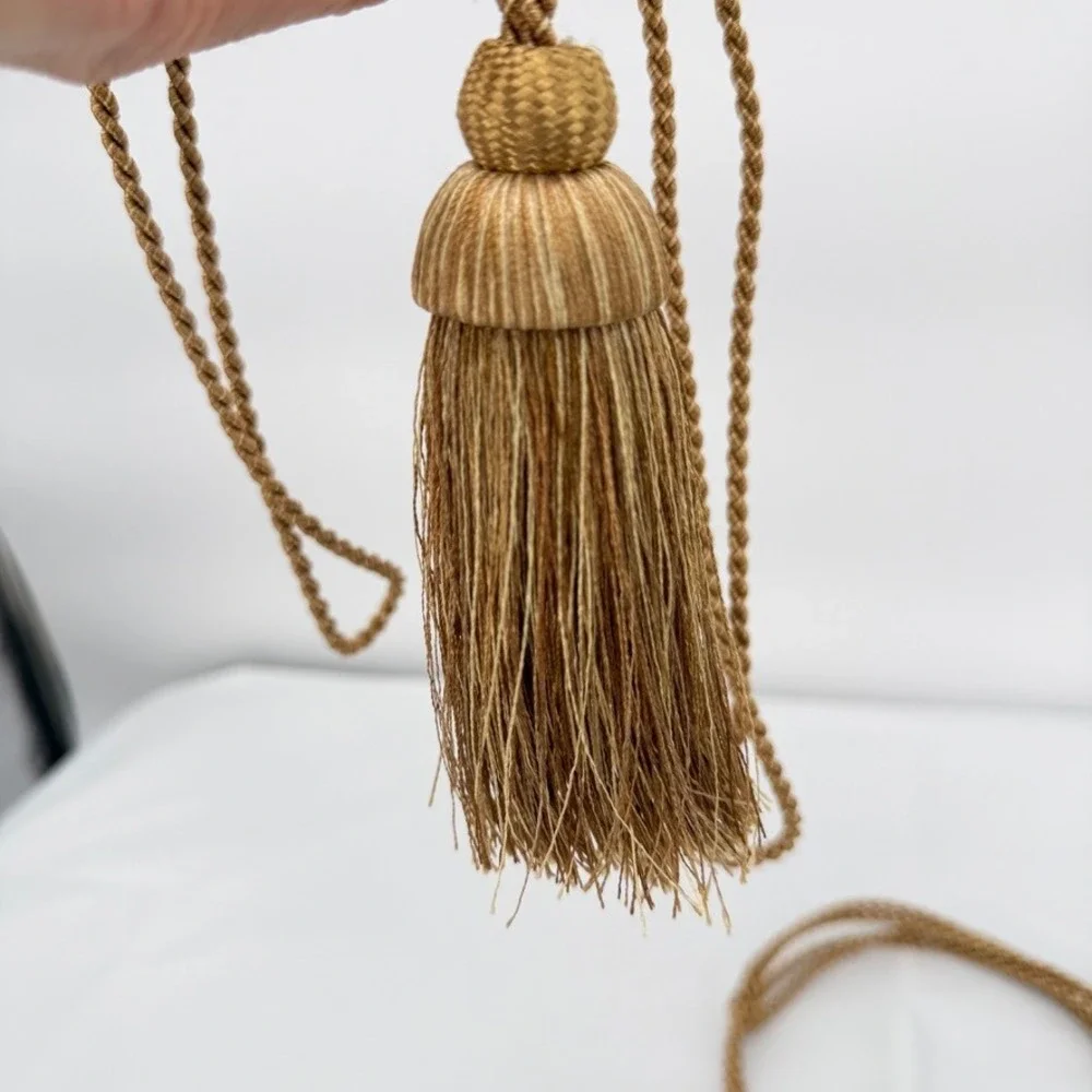 Curtain Tieback Tassels Gold Twisted Cord Fringe Set‎ of 2 Victorian Home Decor